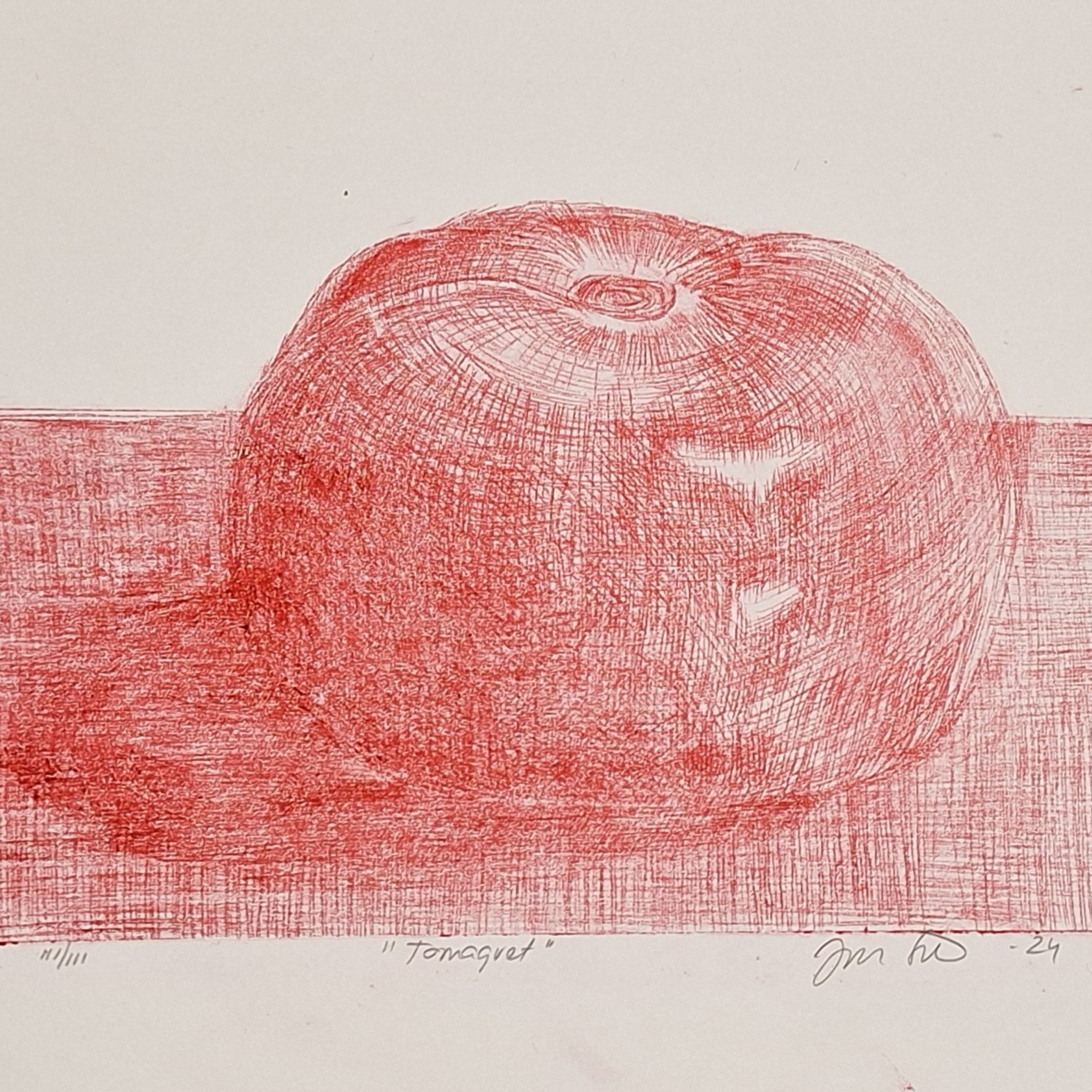 Red, 2023,kuivaneula paperille, 14x19.5cm