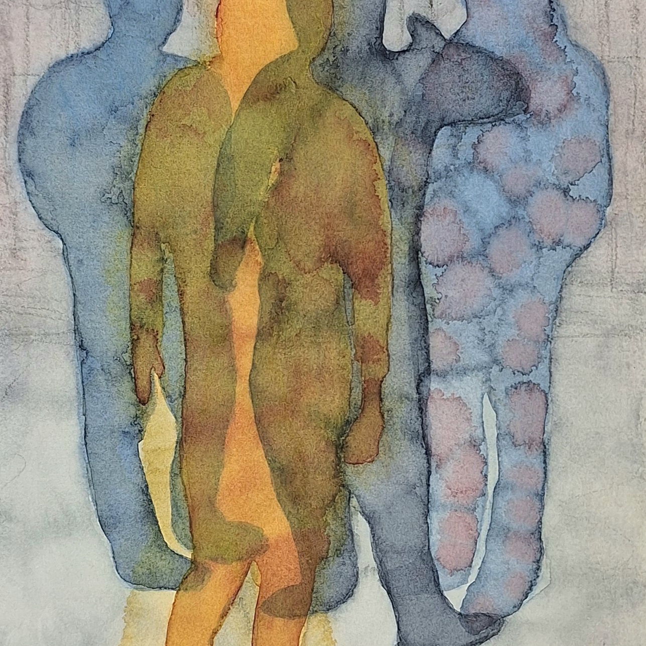 Blue Silence, Yellow Sound, 31x24cm, water color