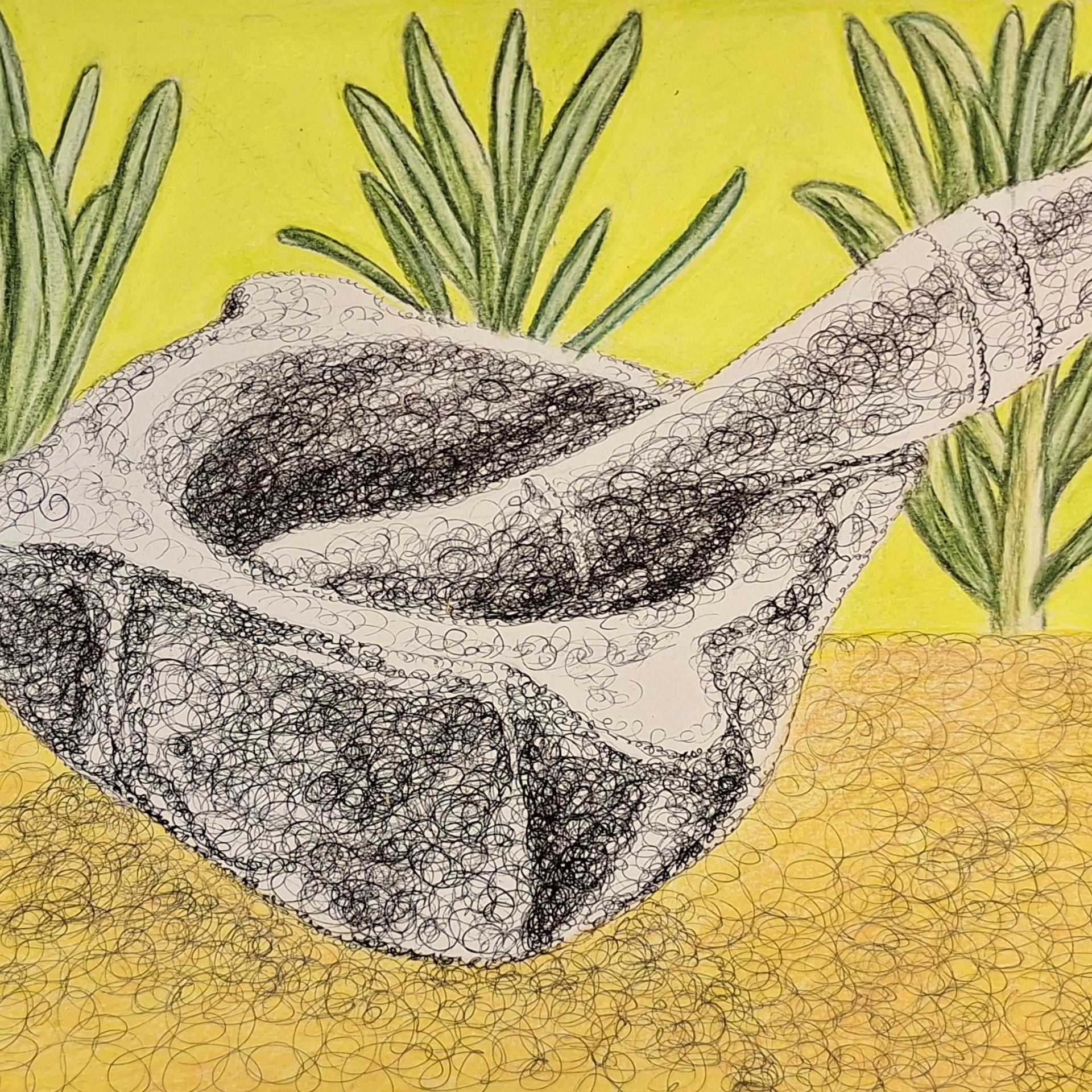 The Rosemary Pestle, Ink and Colored Pencils, 22x31cm
