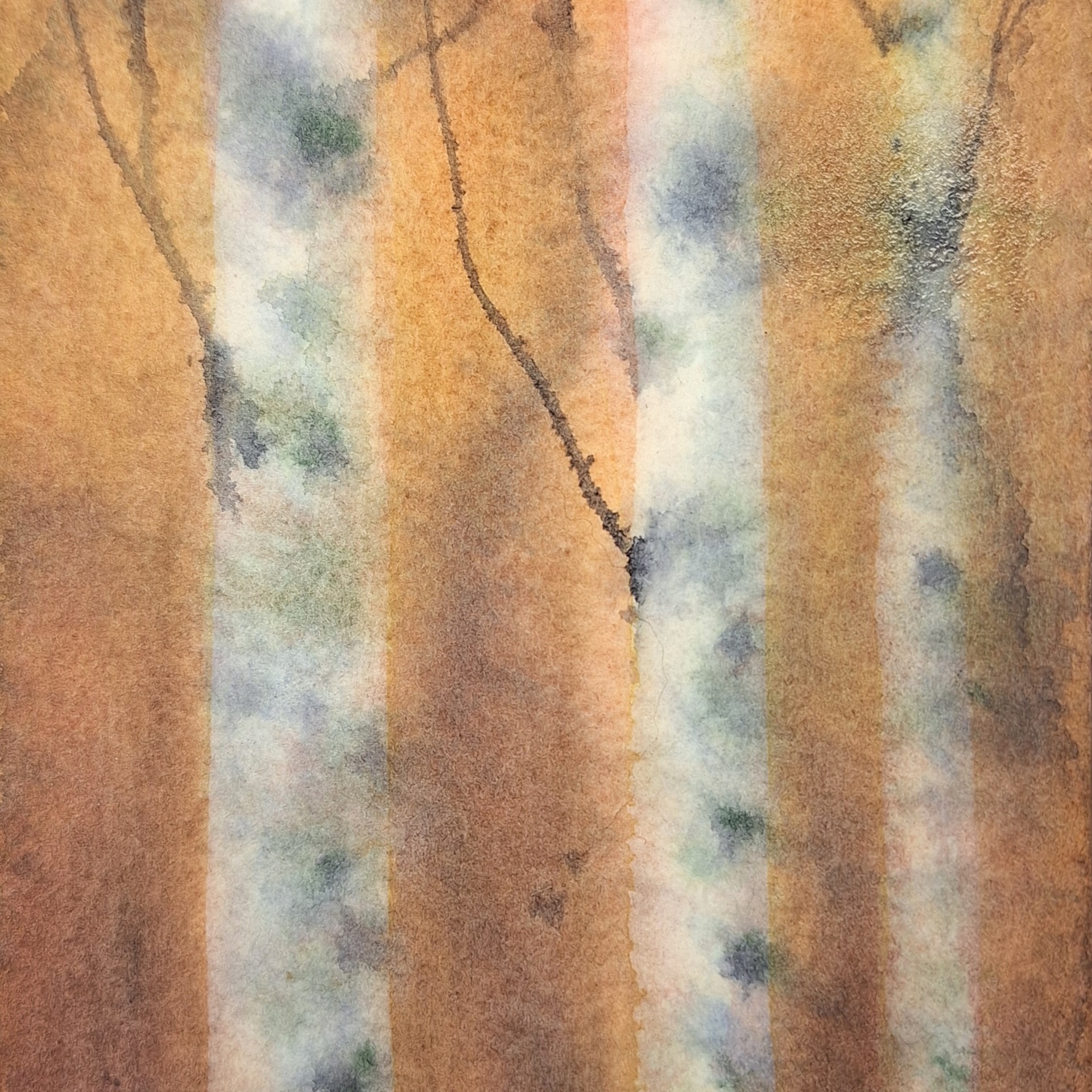 Sun set and the three of us, water colour, 22x12cm