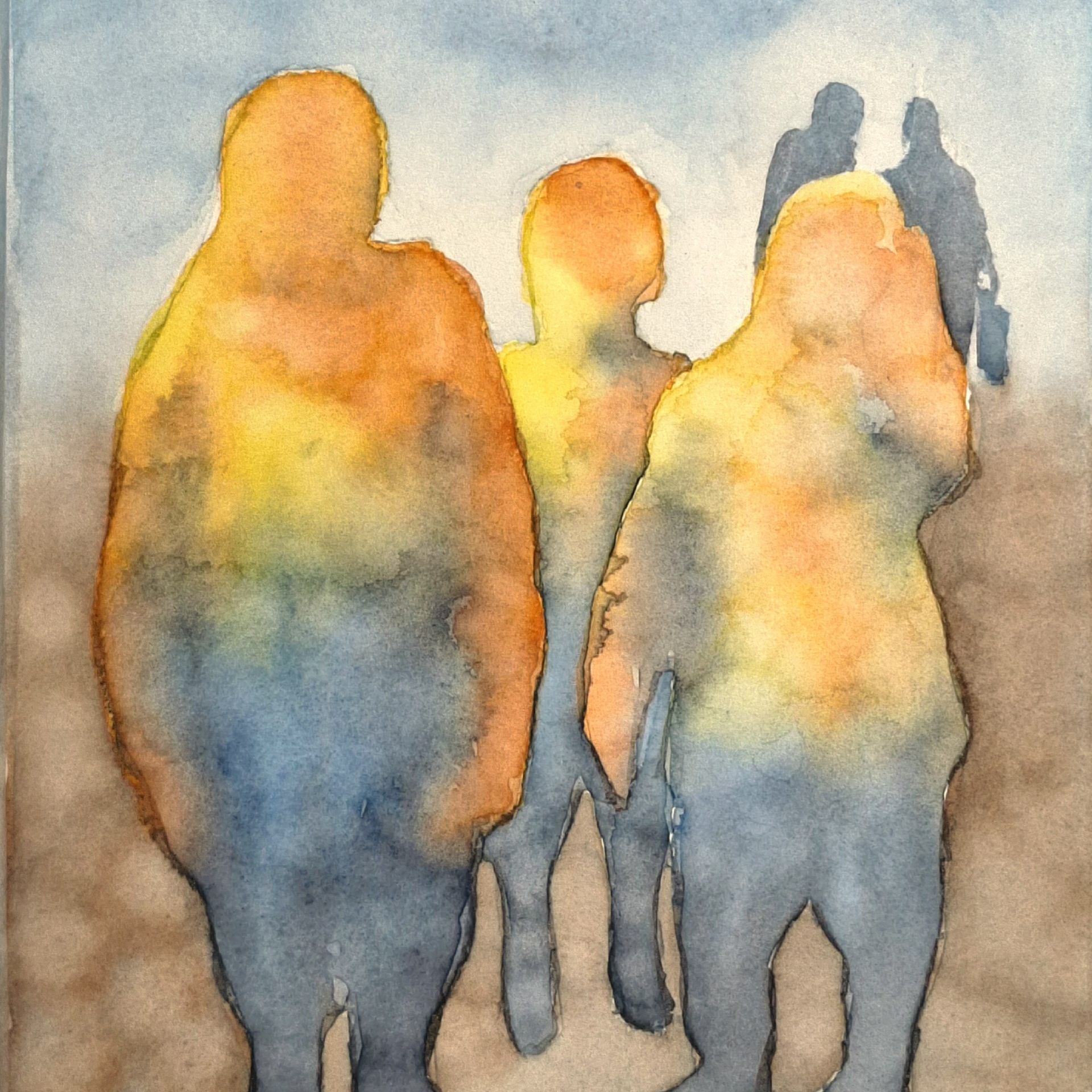 A Game of Three, 29x21cm, water color