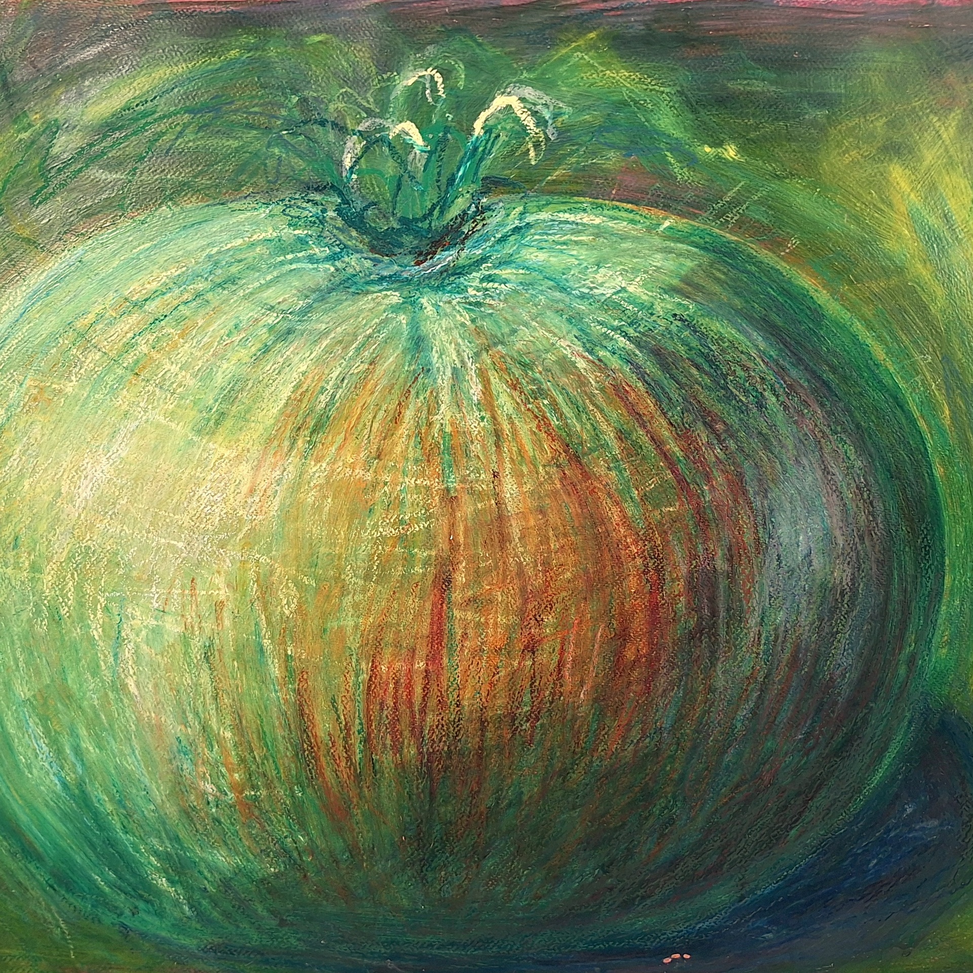 Kaiken alku ja juuri, 2023 akryyli, öljy ja öljypastellit paperille, 