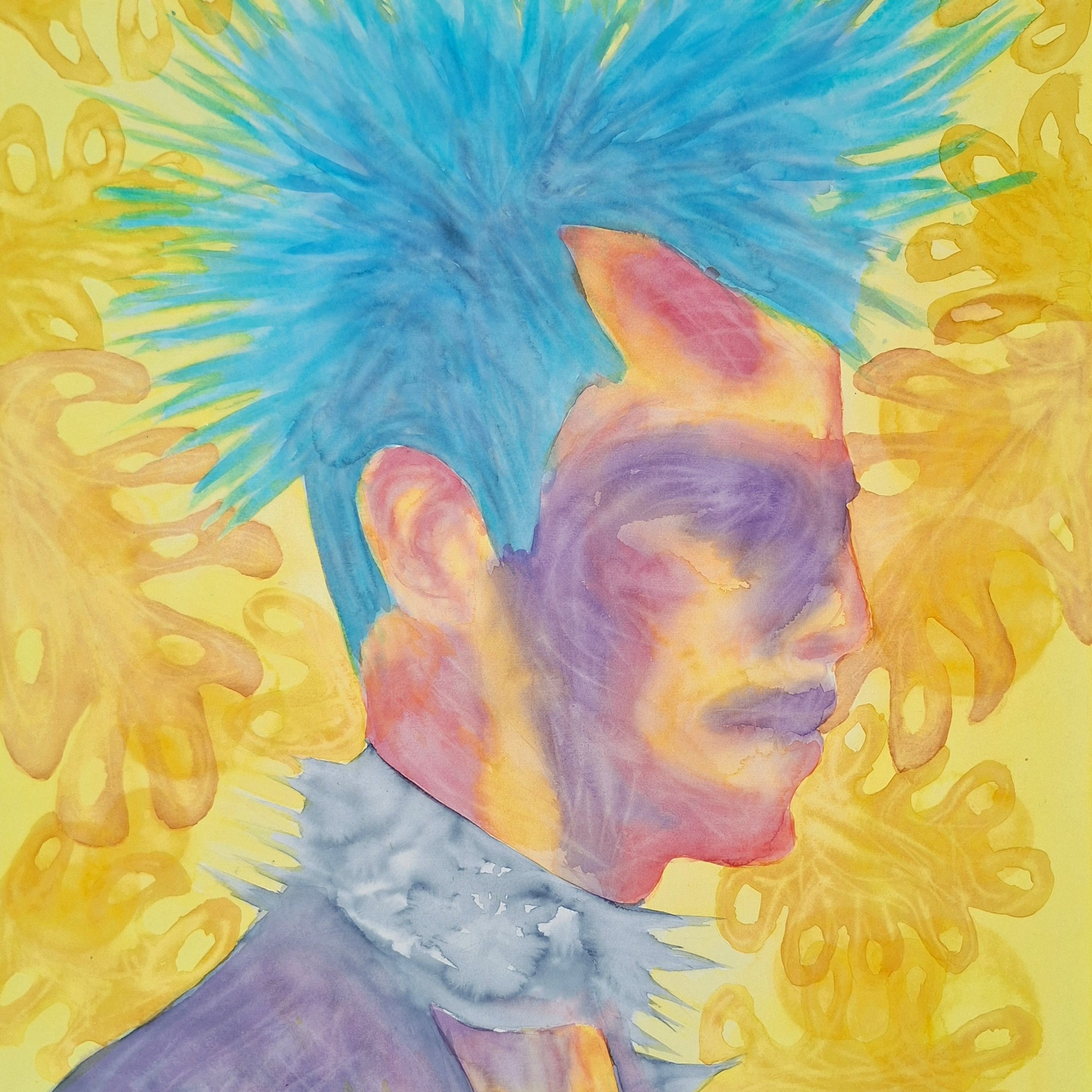 Friendship in blue, Water color, 74x53cm