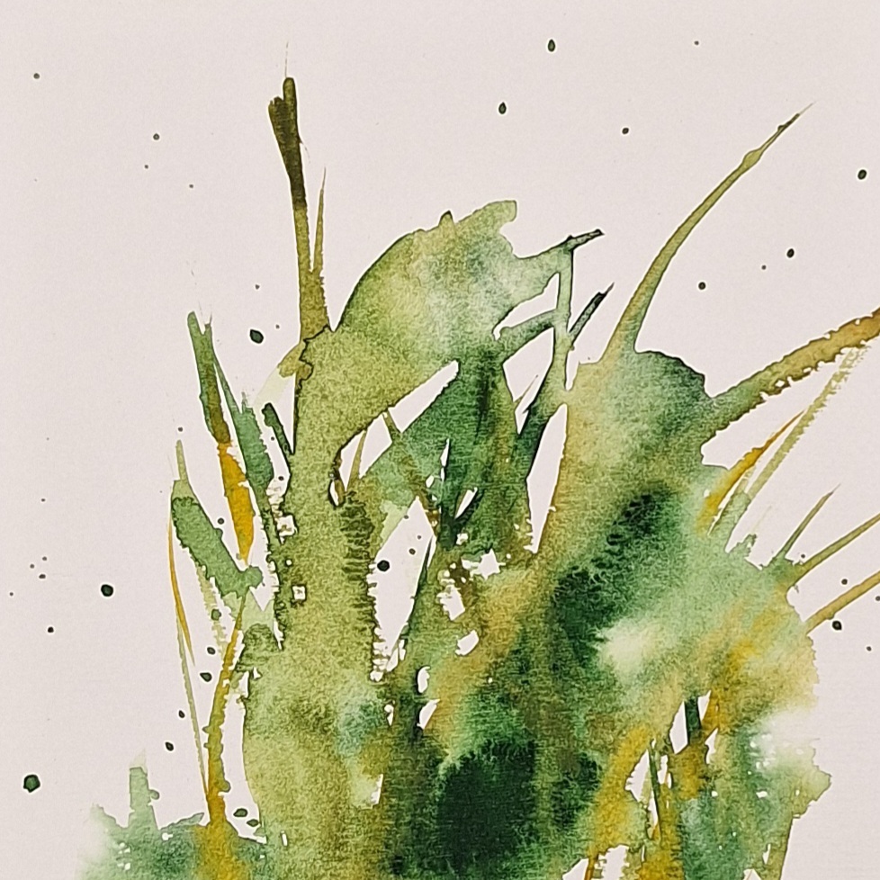 Heinäkasa, 15 x 14cm, akvarelli.