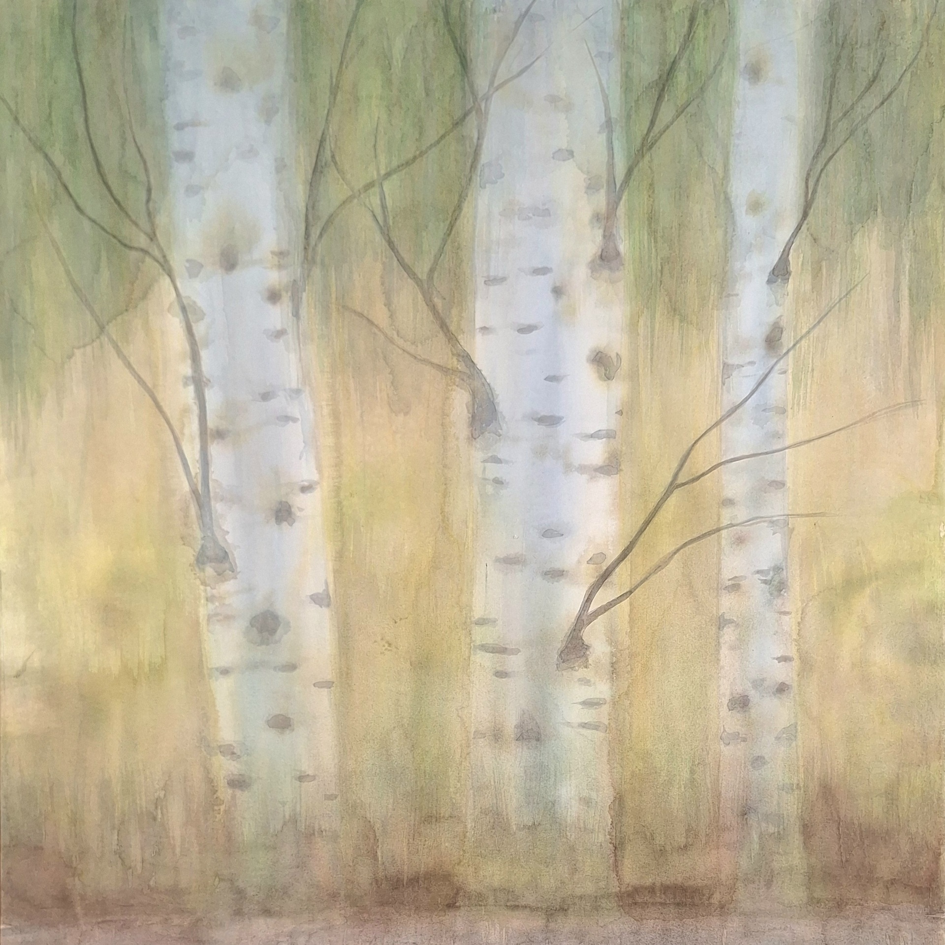 Me kolme heijastusta katsellessa, 110 x 67cm, akvarelli.